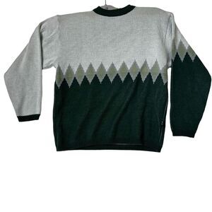Split 500‎ Mens Geometric Knit Sweater L Green & Gray